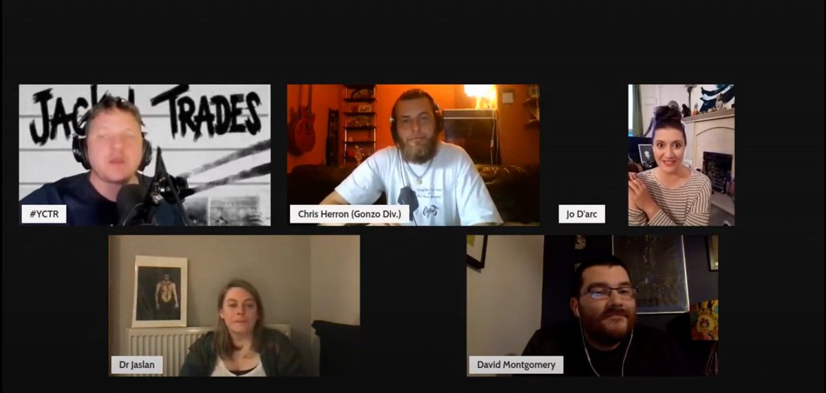 Was great to catch up with some of the character(s) from <a href="/Jackal_Trades/">JackalTrades</a> debut album last night. Thank you <a href="/Acissejaslan/">Acissejas</a> <a href="/minervawakes/">Minerva Wakes</a> <a href="/Yoko_Pwno/">Yoko Pwno</a>  <a href="/CT_Herron/">NHCGonzoDivision</a> , Tickle &amp; Monty . Watch it back here: youtube.com/watch?v=qx7gNT…