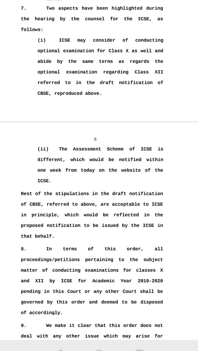 anubha1812's tweet photo. This is last year's judgement about board exam 
CBSE ICSE submitted their formula and SC told ICSE that if they wish they can adopt CBSE formula 
And for other boards they clarified that this order is not applicable https://t.co/y0BuJIFkHl