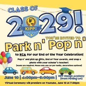 KIPPChange's tweet image. Fourth grade family, what a year it has been. Park n' Pop n' to KCA for our End of the Year Celebration! 

Virtual Ceremony will premiere on Youtube, June 10 at 7:00pm