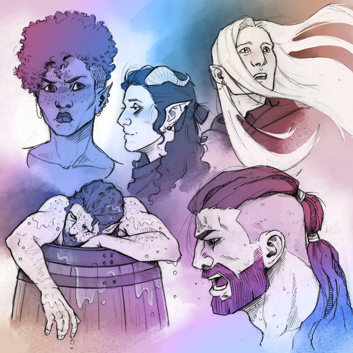 Luarpice's tweet photo. A couple of sketches of our D&amp;D party. I can't wait for our next session!
#dndart #dndoc #DnD https://t.co/WAjFg0X6RS