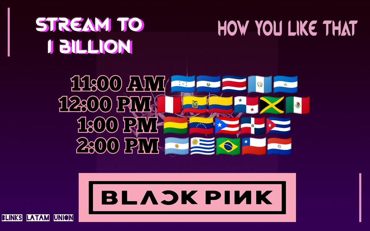 blinks_latinos's tweet photo. 🚨 RECOMBACK 🚨

Tenemos que llegar a 5M como mínimo el día de mañana.
RT y usa el hashtag de BLACKPINK

¡¡¡BLINKS UNIDOS!!! ♥️

SATURDAY RECOMBACK HYLT
#BLACKPINK #블랙핑크 @BLACKPINK https://t.co/pySoyHWgrs
