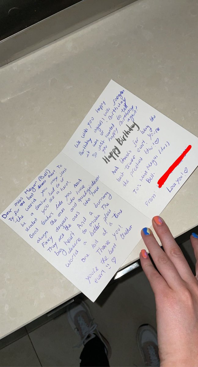 MissBellPETeach's tweet photo. There are two girls in year 7 who are the sweetest little human beings. They’ve bought me two birthday cards this week and a present (perfume and a friendship anklet bracelet). I love my job 🥰 https://t.co/rDDgcQqH5P