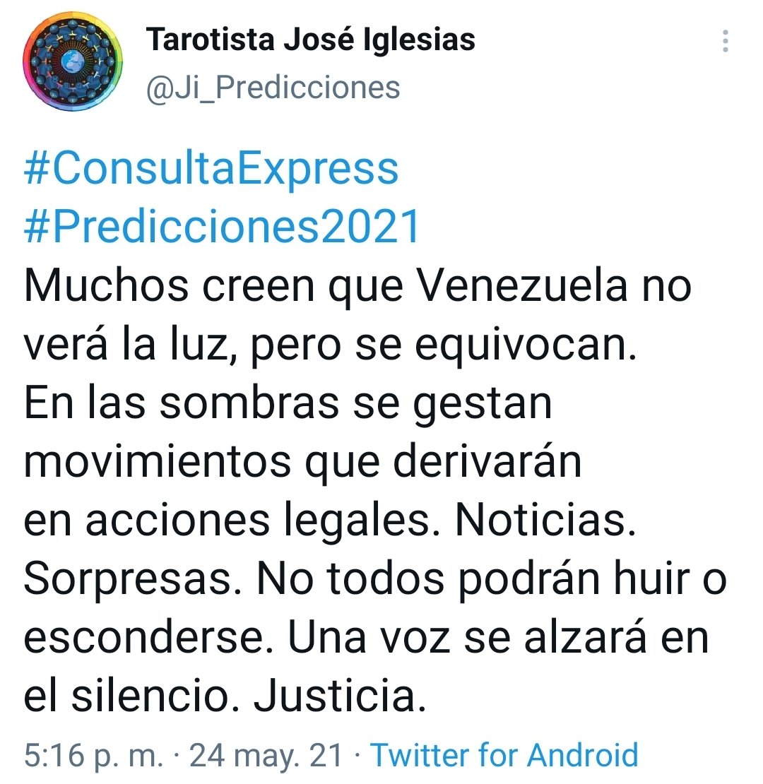 Ji_Predicciones's tweet photo. No olviden mi más reciente #ConsultaExpress con mis #Predicciones2021 para Venezuela, pues no son sólo palabras. Atentos a los acontecimientos por venir. https://t.co/z9voZoG61y