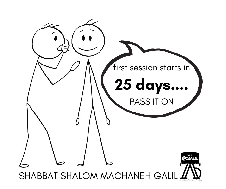 CampGalil's tweet photo. Shabbat Shalom Machaneh Galil! 
We can't believe we get to see you SO SOON! https://t.co/QZO8OvyppK