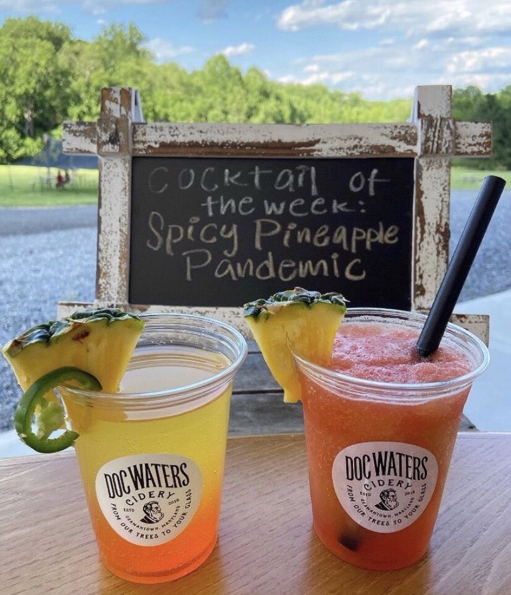 The Spicy Pineapple Pandemic is back! This was a huge hit last summer so don’t miss it!  Grab a reservation at exploretock.com/docwaterscidery!

#cidercocktails #hardcider #applecider #germantownmd #familyfriendly #maryland #drinklocal #weekendfun #freshairandsunshine #firepits