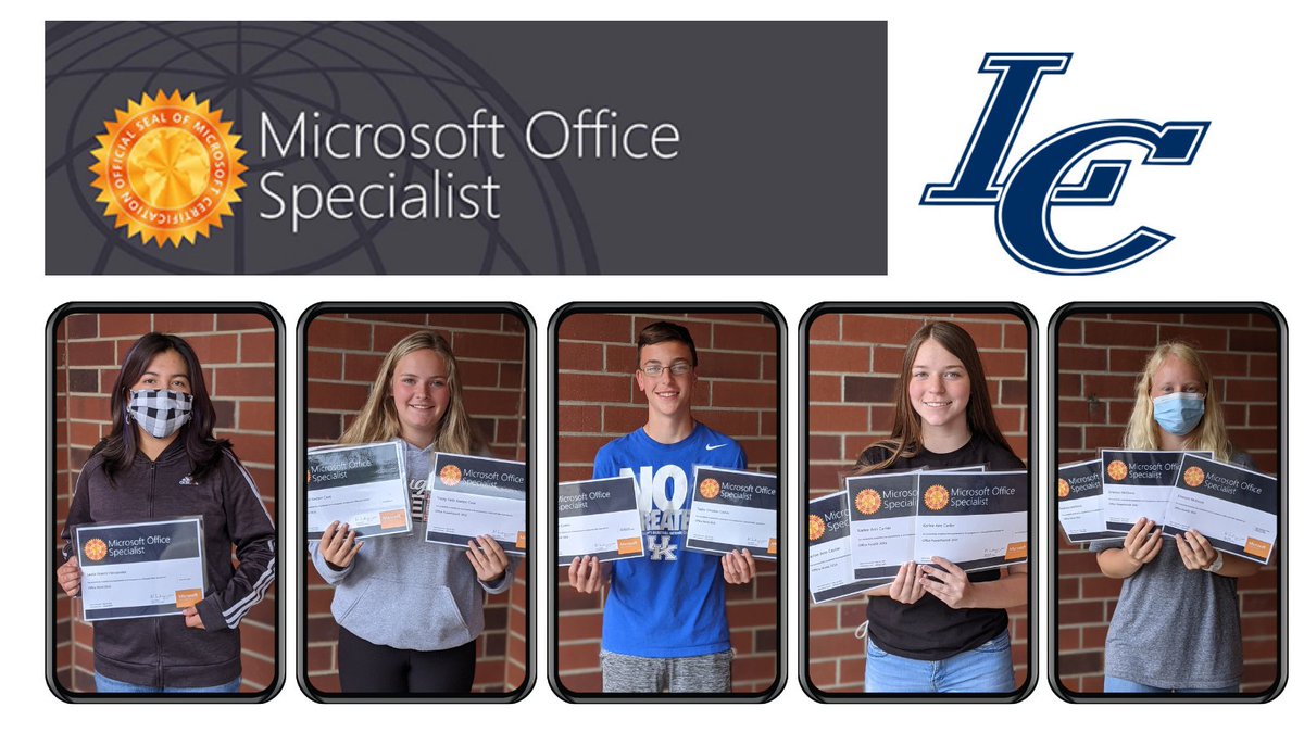 lccougarnews's tweet photo. Congratulations to Mrs. Lillard's Dual Credit Digital Literacy students that earned Microsoft Office Specialist Certifications this semester. Students had the opportunity to certify in Microsoft Word, PowerPoint, and Excel. 
#LCPride https://t.co/u8qRcy2Hmo