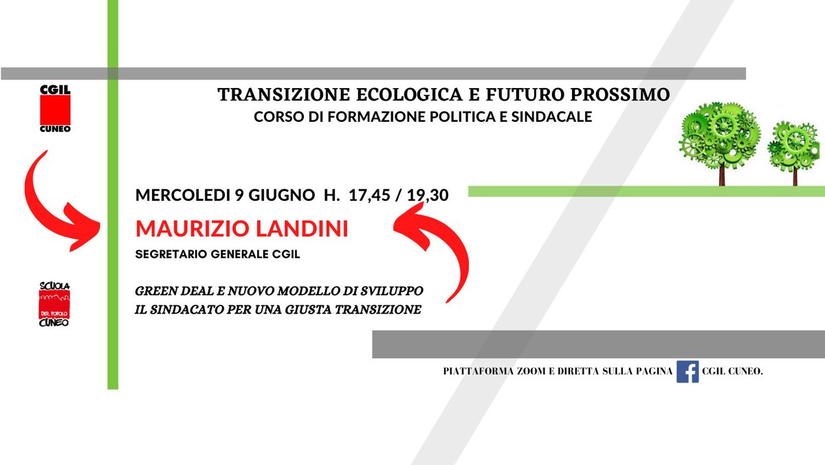 CgilCuneo's tweet photo. #SaveTheDate #9giugno 
@mauriziolandini  
@cgilnazionale  
Videoconferenza Zoom e diretta fb su @CgilCuneo https://t.co/m3KWob1dSF
