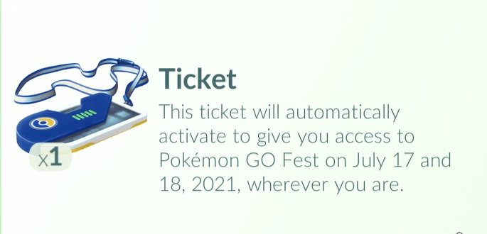 Hatd00's tweet photo. First ever GOFest ticket. 🥳🥳🥳

#PokemonGOFest2021 
#PokemonGo https://t.co/vSeOAIErbQ