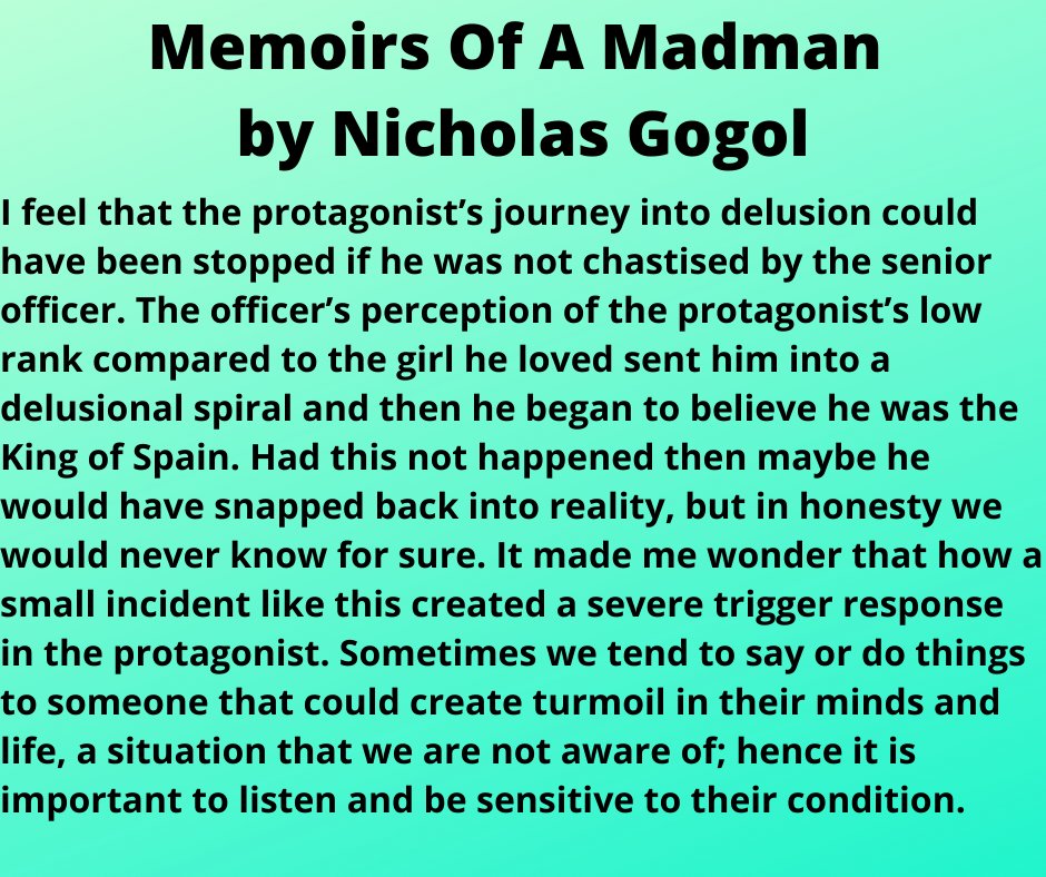 world_of_lit's tweet photo. Memoirs Of A Madman - Part 5
#Literature #worldofliterature #literaturequotes #literaturelovers #LiteraturePosts #literaturereview #memoirsofamadman #nicholasgogol #worldliterature #CompLitTalk #russianliterature https://t.co/0dUbHNzGAF