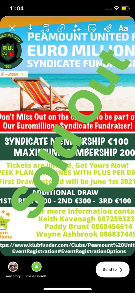 peamountutdfc's tweet photo. Delighted to announce we are sold out head of the upcoming EuroMillions fundraiser, thanks to all of our coaches, parents & committee for their support with this. Best of luck to all of the shareholders, #ItCouldBeUs 💚🖤 https://t.co/7WjosYMWFG