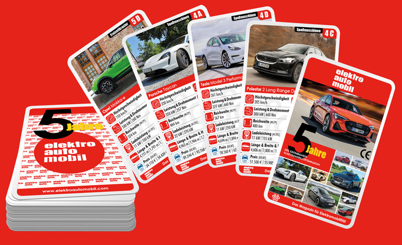 eam_magazin's tweet photo. Zum 5-jährigen Jubiläum haben wir uns etwas Besonderes einfallen lassen und das erste Elektroautomobil-#Autoquartett aufgelegt. Es umfasst 32 #Elektrofahrzeuge, vom Cityflitzer bis zum Luxusstromer, die wir allesamt im Magazin getestet haben. Bestellungen sind ab sofort möglich! https://t.co/MavfGbU7To