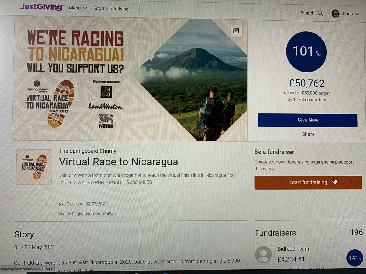springboardCEO's tweet photo. We’ve done it. £50k raised for @Springboard_UK from the Virtual Race to Nicaragua 🔥. A massive thank you to everyone who has taken part, sponsored, donated and supported https://t.co/kxyYfZdBpE https://t.co/thOYMYGk6n