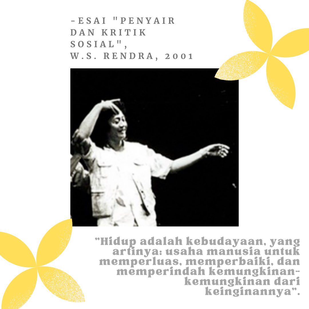 This week, we are taking on the work of W.S. Rendra, the Indonesian peacock who wonderfully expressed in his essay that life is a cultivation. https://t.co/8dZlMkcOvw