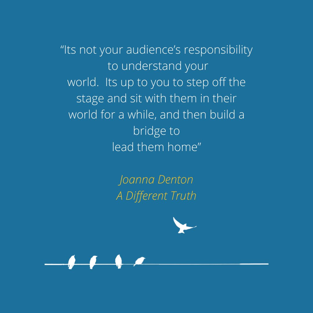 JoDentonCoach's tweet photo. How can you connect with your audience, and draw them into what you have to say.  You are the bridge between their world and yours ... https://t.co/QXRNRBPak2