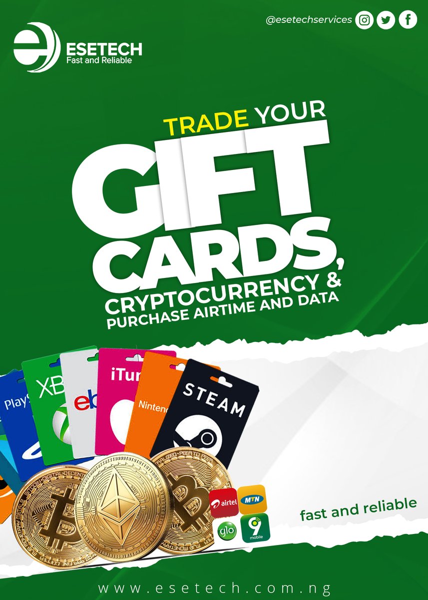 ESETECH PAYS is now trending on Twitter Nigeria. Join the winning team  today by trading your #giftcards, #bitcoin #ethereum and #bitcoincash for  amazing rates at https://t.co/5x22cy9Z2k