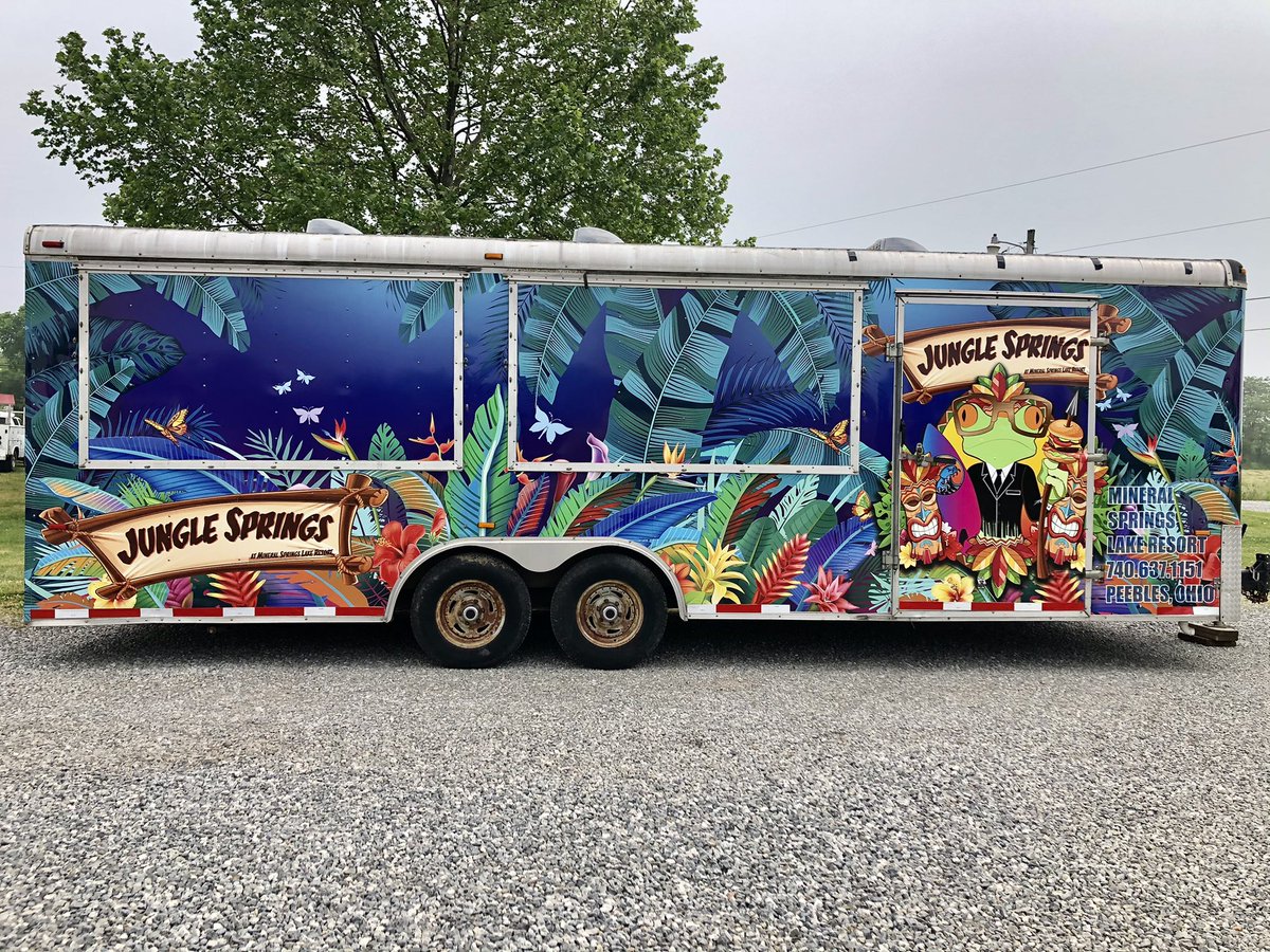 BPGConline's tweet photo. Mineral Springs Lake Resort handed us the keys to their concession trailer looking for a makeover. We splashed new color top to bottom. #wewrapityourockit #concessionwrap #commercialwrap #trailerwrap #mutoh #fellers #averydennison #mineralspringslakeresort https://t.co/94CVZEw0OQ