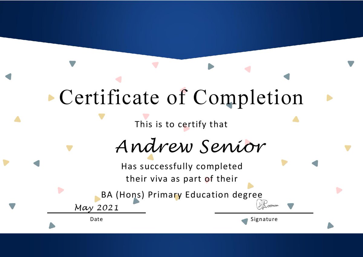 MrAMSenior's tweet photo. So... after 3 years @EHU_FOE, I have finished my VIVA and therefore completed my Primary Ed degree! So strange to say that my degree is over, now to get a job! https://t.co/aIavykWupL