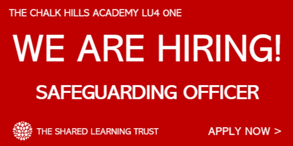 Now seeking a supportive #safeguardingofficer to join the team at 
@TSLTChalkHills & help us with the wellbeing & care of #students. Closing date: 6 June. For more info & to apply online, click below. thesharedlearningtrust.org.uk/current-vacanc… #TSLT #SchoolJobs @mynewterm @UoN_ITE @UoB_teaching