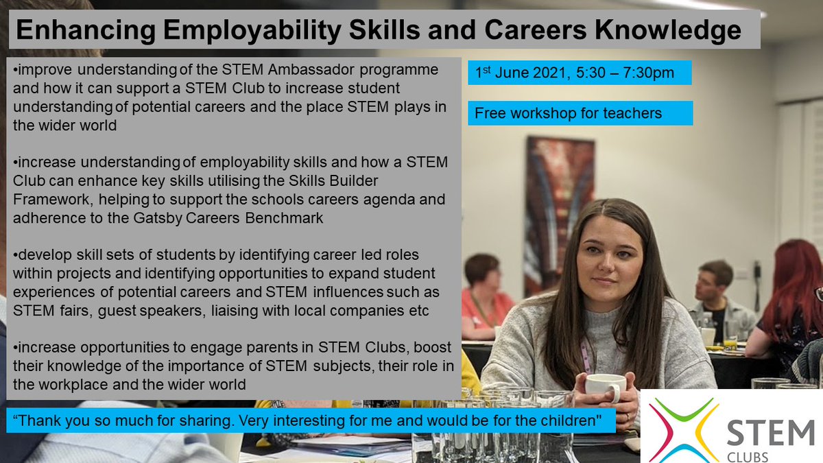 ‼️DONT MISS OUT‼️

Enhancing Employability Skills and Careers Knowledge Workshop with <a href="/allaboutstem/">All About STEM</a> @MCSTEMHub 
 
Build your confidence in applying:
<a href="/GatsbyEd/">Gatsby Education</a> Benchmarks
<a href="/Skills_Builder/">Skills Builder Partnership</a>
<a href="/STEMAmbassadors/">STEM Ambassadors</a>
<a href="/_ScienceCapital/">STEM Participation & Social Justice</a>
  
📆1st June, 5:30 - 7:30pm
Book: bit.ly/3bmsjEv