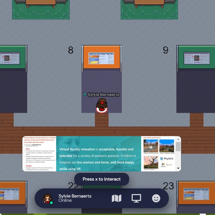 SylvieBernaerts's tweet photo. Just had a lot of fun at the @BapSciences annual meeting poster session @GatherTownHub presenting preliminary results of the @TMResearchBE @ImmersiveCare project! #BAPS2021 https://t.co/ritIRZg4yG