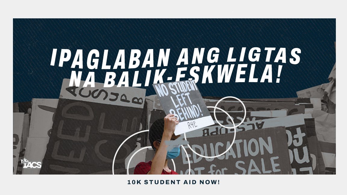 acsupb's tweet photo. ACS, true to its principle of upholding students and people’s rights and welfare and fortifying that education is a right, will be relentless in the call for ligtas na balik eskwela and the giving of aid to students because we are also victims of state negligence. https://t.co/tuLXHN4sU9