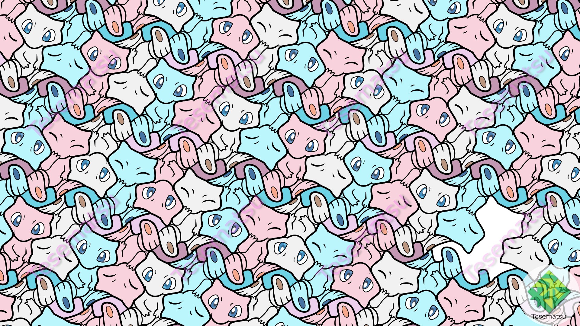 テセ松 色々なシルエットのポケモンがいるからタイリングアートのネタ探しに困らない 模様としての作品の良し悪しは別問題だけど ミュウ イラスト Tessellation テセレーション イラスト好きな人と繋がりたい Illustration Pokemon ポケモン