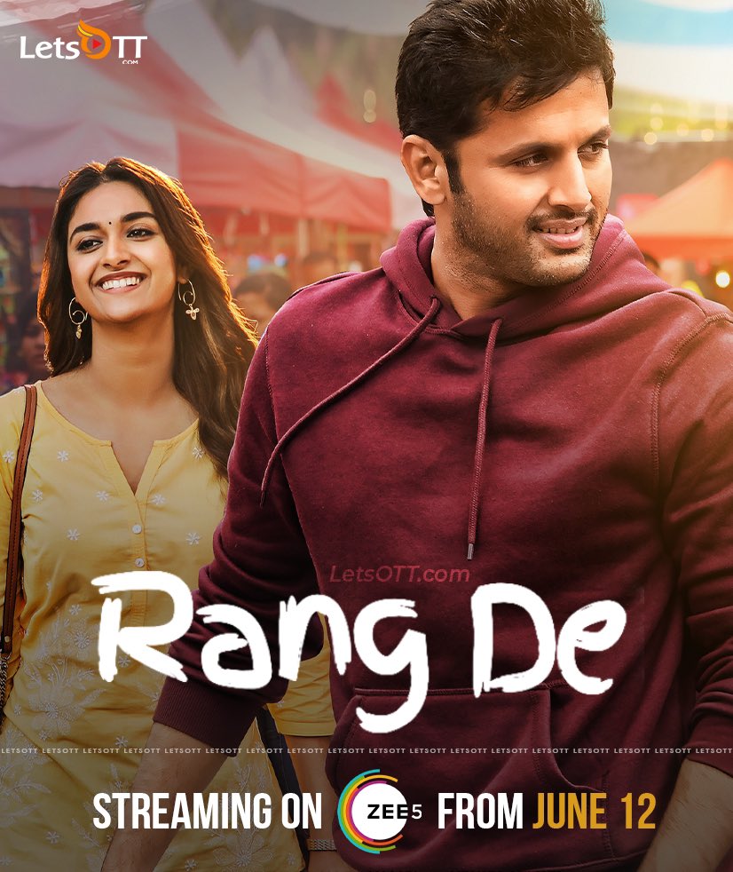 letscinema's tweet photo. Official: #RangeDe (Telugu) premiering on Zee5, June 12th. https://t.co/NaBFVWmO60
