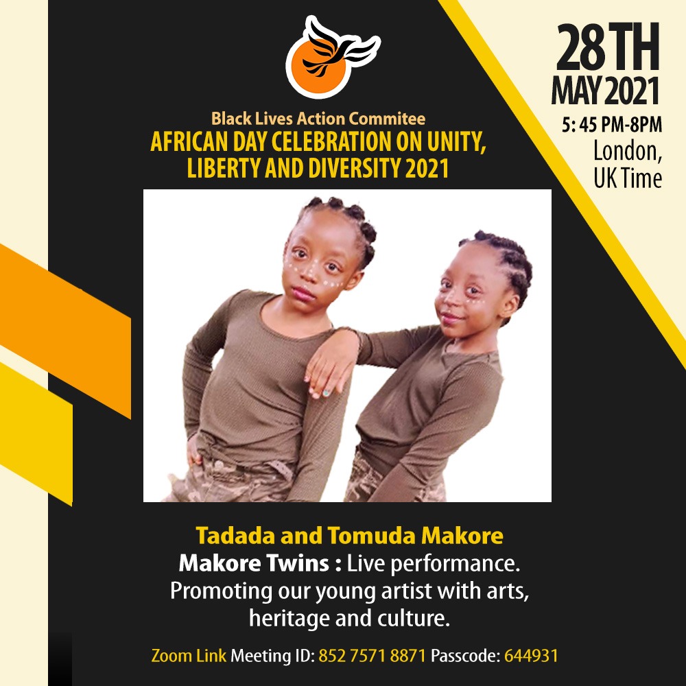 We will have many contributors celebrating #AfricaDay2021 tonight. 

Those adorable girls are just one example. 😃

Join us. 💛