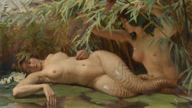Nymph Discovering a Mermaid in the Reeds
Art by French painter Georges-Marie-Julien Girardot (1856-1914)