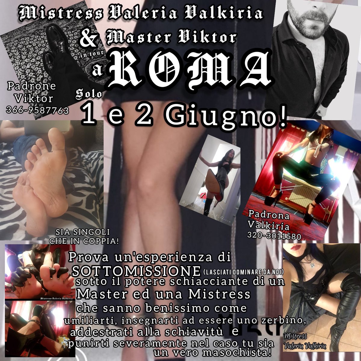 MasterViktor2's tweet photo. Master Viktor e @ValValkiriaBDSM in tour a #Roma 1 e 2 giugno!
Umiliatevi e servite i vostri Dei e padroni.
@bdsmroma @rBDSMcommunity #masterandmistress #alpha #dominazione #sadomaso #bdsm #fetish #sadism #discipline https://t.co/iRezzeXt84
