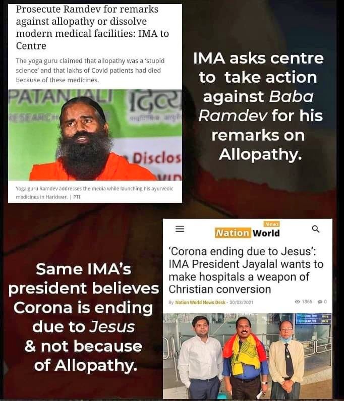 SG_HJS's tweet photo. -International Drugs mafia
-Anti-national people
-Pro-Christian organisation like IMA

are involved in conspiracy for

-Defaming Ayurveda
-Trying not to increase importance of Ayurveda
-Discrediting d saints who work for Swadeshi, Ayurveda &amp; Hindu culture

#WesupportBabaRamdev https://t.co/72ihqqqCNY
