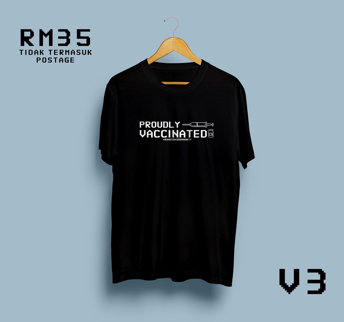 Assalamualaikum. Bismillah..

Siapa nak dapatkan tshirt ni. 
Boleh start pre-order sekarang. 

RM35
Ada size dari XS sampai 5XL.

Setiap RM5 dari pembelian baju akan disalurkan ke <a href="/HappyBankCrew/">Happy Bank</a>  

Boleh whatsapp untuk details lebih lanjut wa.link/bz6st5