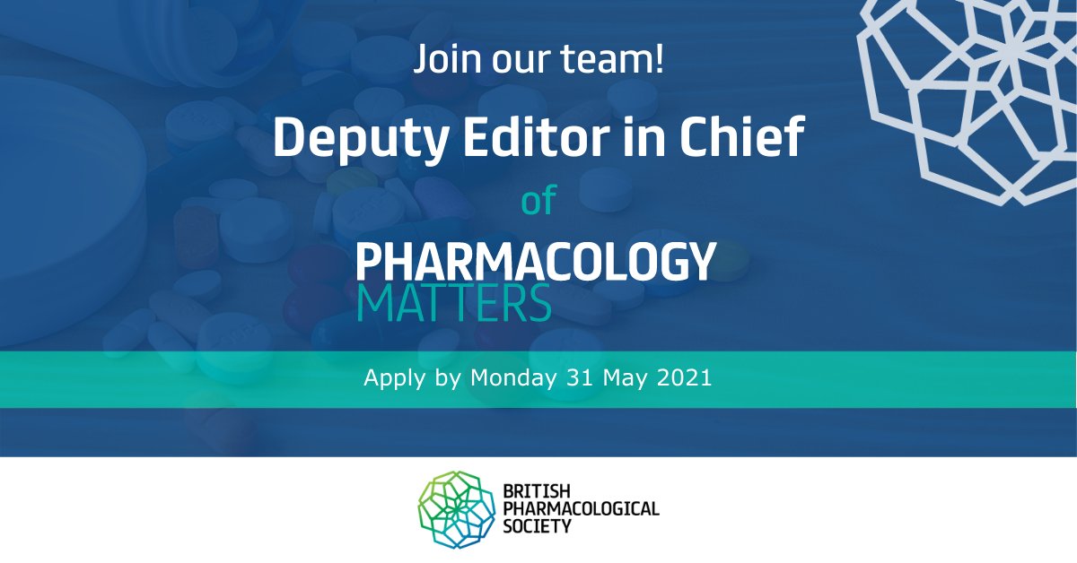 A reminder that applications for our new Deputy Editor in Chief of #PharmacologyMatters close on Monday. buff.ly/2PNWf4V