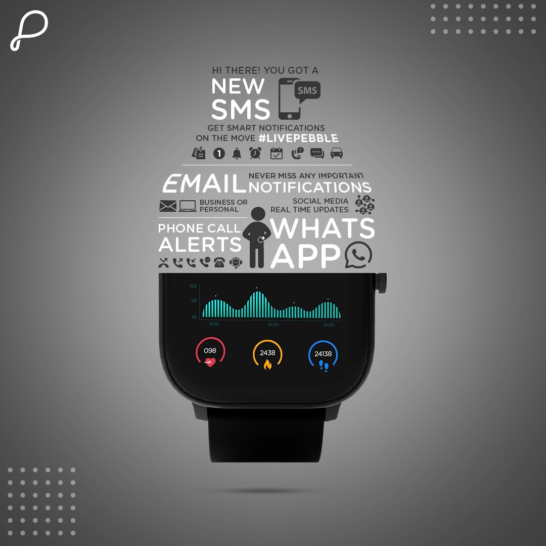 Pebble_India's tweet photo. Effortlessly lets you take control over everything ⚡ with its -
alarm  ✅
smart notifications ✅
calls &amp; emails ✅

We bet you wouldn’t miss out on anything ever with the incredible #PebblePace Smartwatch 😎

#Pebble #LivePebble #APebbleIsAllItTakes #LifestyleTechnology https://t.co/f3ZeQWw6br