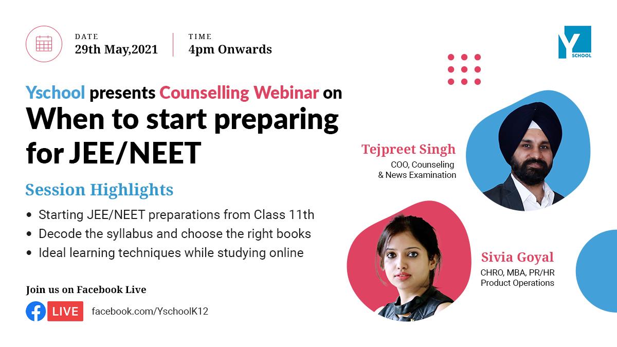 Yschool_Edu's tweet photo. Get Ready for Counselling Webinar on "When to start preparing for JEE/NEET"
@anandarora
JOIN NOW!!!
#studyapp #studygram #virtuallearning #neetpreparationtips #yschoollearn #yourrankguru #competitionexams #jeepreparation #neet2021 #jeestrategy #webinar #schoolwebinar https://t.co/vIBkGue9Wn