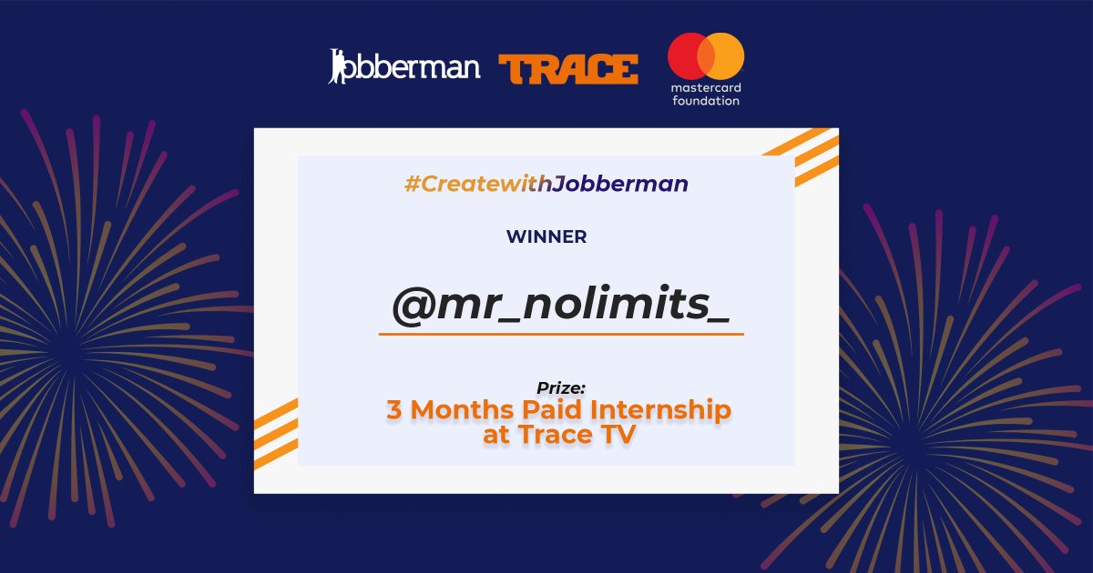Jobbermandotcom's tweet photo. We have a winner! ๐๐ฅณ๐ฅ
After a careful review, our creative experts have selected mr_nolimits_'s video submission ( https://t.co/cTb0YhS1lY ) as the overall best #CreateWithJobberman content.
To the other participants- thank you for sharing your creative sides with us ๐ https://t.co/28rGGhpOyC