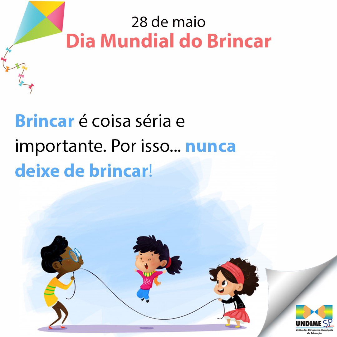 UndimeSP's tweet photo. Brincar é tudo de bom! 

A brincadeira é algo essencial, principalmente na fase inicial da vida, a infância. 

Crianças ou adultos, brinquem! Divirtam-se ao máximo!

28 de maio
Dia Mundial do Brincar https://t.co/2VQUHgXx1Z