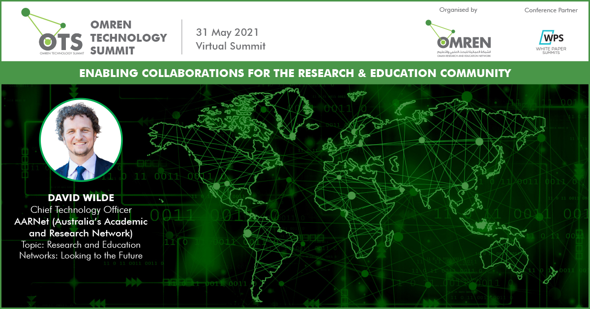 We are pleased to announce David Wilde - Chief Technology Officer, AARNet (Australia’s Academic and Research Network) speaking at OTS - OMREN Technology Summit, taking place on 31 May 2021.  #Research #Education #technology #HigherEducation
Link: ots.om