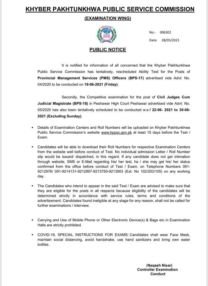 DrSadiqAC's tweet photo. KP-PMS Ability (Screening) Test has tentatively been rescheduled officially on 18th June, 2021 (Friday).
Prepare well Guys, Best Wishes! 
#KPPSC
#PMS2021
#AbilityTest https://t.co/h8nIy9gHnj