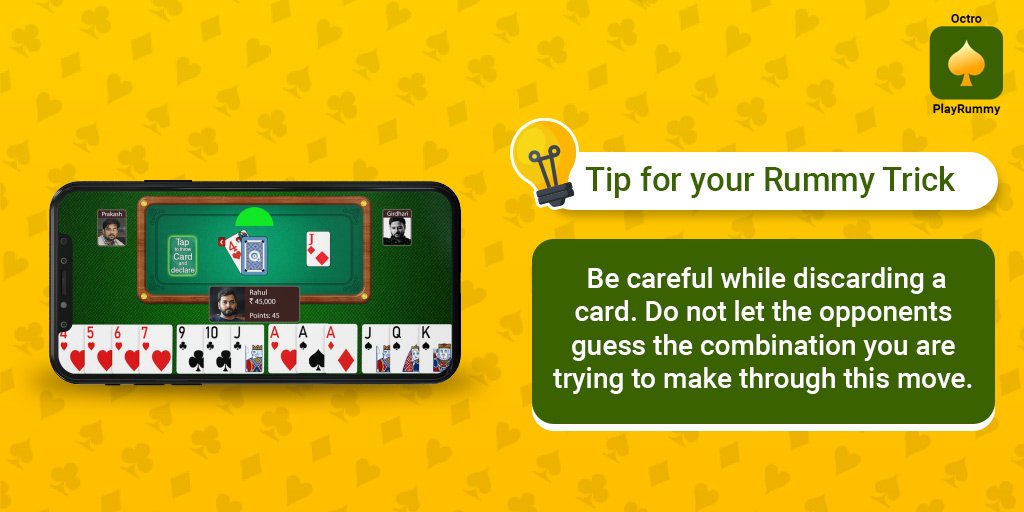 PlayRummy1's tweet photo. Since the secret is out, use it to win big on Octro PlayRummy
#JiskaHunarWahiWinner #SkillWillWin #rummy #rummytips #onlinerummy #playrummy https://t.co/EzE1wCUSJY
