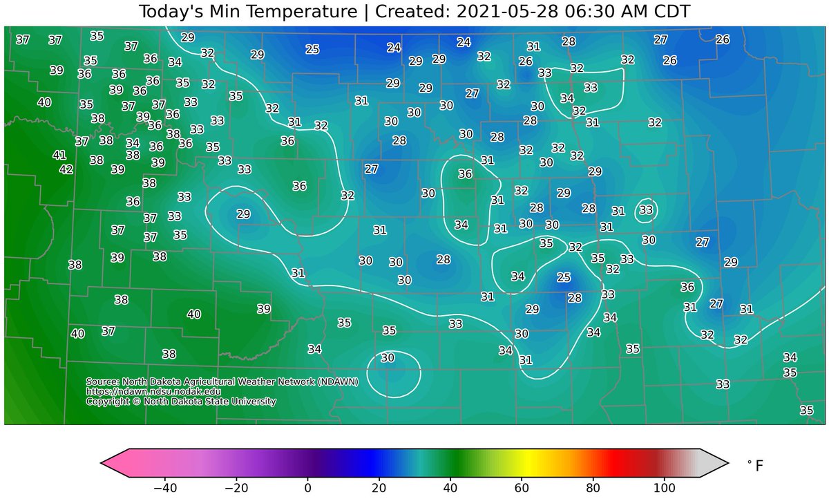 Minimums this morning.  Frost/Freeze/Hard Freeze (36°/32°/28°) all observed this morning.  #latefreeze2021