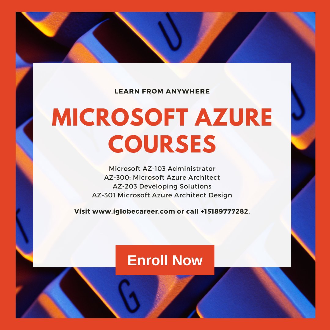 iglobe_career's tweet image. At #iGlobeCareer For Professional #MicrosoftAzureCourse Training aspirants can surely rely Either Beginner or professional.
Our certified experts are 24*7 available to guide aspirants which course is impactful for them. 

Enroll Now: iglobecareer.com/course-categor…