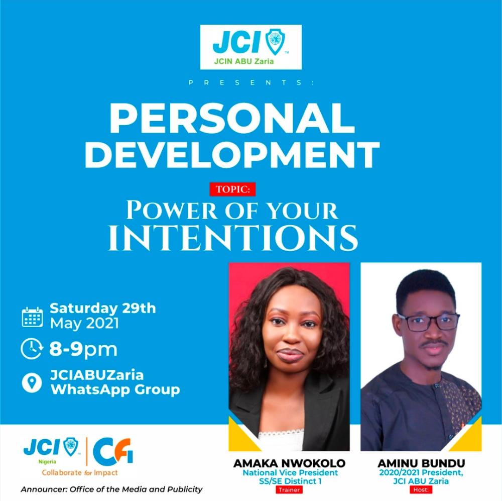 JCIN ABU  <a href="/BunduPrince/">Aminu Bundu</a> Invites You To Her Online Training Where The NVP SS/SE1 <a href="/amakaonlyme/">Amaka Nwokolo</a> Will Be Doing Justice To The Topic Of The Day. <a href="/talentabiola/">Abiola Olorunnisola</a> <a href="/oluwasegun_owa/">Oluwasegun Owa</a> <a href="/jci_nigeria/">JCI Nigeria</a> <a href="/JCIN_Collegiate/">JCI Nigeria, Collegiate</a> <a href="/MolikSherifdeen/">Molik A.Sherifdeen</a>

Be A Jaycee And Be Better.

#Northernfrontier
#CFI