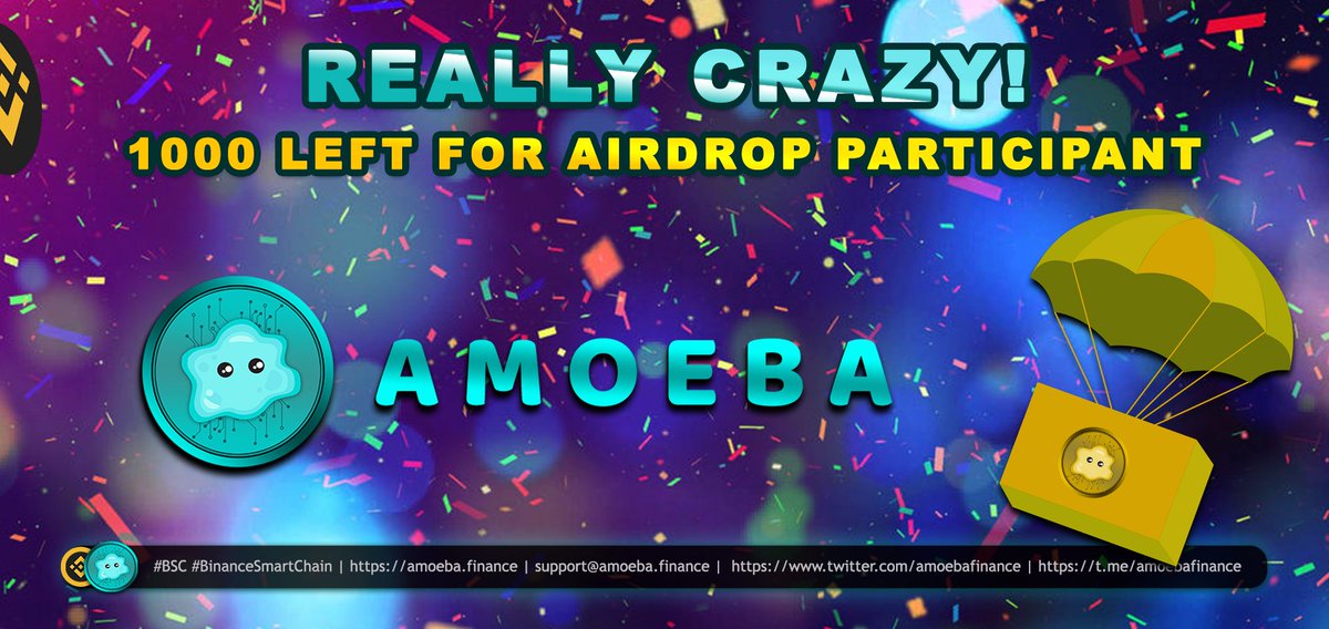 amoebafinance's tweet photo. ‼️ ATTENTION ‼️
GREAT ACHIEVEMENT! Remaining 1000 slots for the airdrop event🦠🥳🤩🚀

💪🏻 MOVE FAST 🏆🚀 Invite your relation and get more $MOBA from referral bonus (without limitation) #MOBA #bsc #binancesmartchain #cryptogem #cryptogems #cryptocurrency #DEX  #Airdrop #Airdrops https://t.co/5H9AgOWWyu