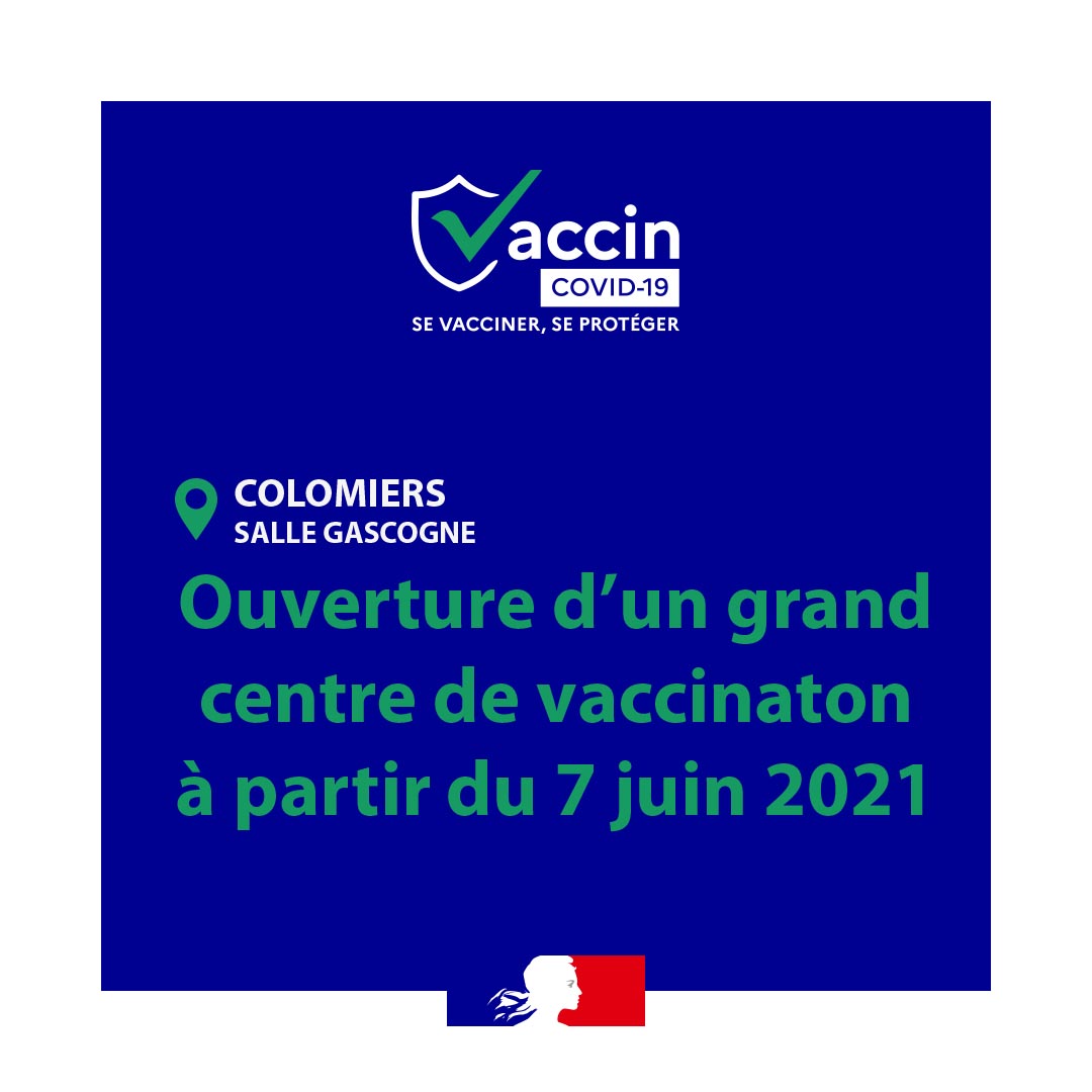 La Ville de Colomiers accueillera un grand centre de vaccination, sur le modèle du vaccinodrome de Toulouse, à partir du lundi 7 juin 2021, avec une capacité de 500 doses par jour.
✅ Tous les détails : bit.ly/3ftis2b
#COVID19  #VaccinationCovid