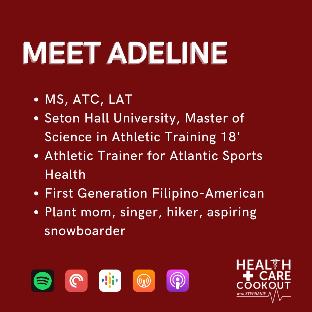 HCCookout's tweet photo. Ep. 12: Certified Athletic Trainer with Adeline Laurente, MS, ATC, LAT🎙⚕️ 

You can find Adeline on IG @adduhline.

Please follow Healthcare Cookout Podcast on Instagram:@healthcarecookout and Twitter:@hccookout. 

https://t.co/4XzfU0wzNW https://t.co/pBc52NXkHB