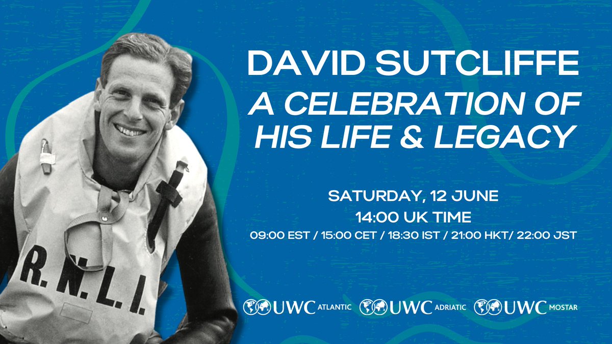 David Sutcliffe: A Celebration of His Life &amp; Legacy
Honour a titan of #UWC movement and #education pioneer - Saturday 12 June, 14h (UK)

Conversation and music unite <a href="/UWCAtlantic/">UWC Atlantic</a>, <a href="/UWCAdriatic/">UWC Adriatic</a>, and <a href="/UWCMostar/">UWC Mostar</a> in tribute.
tinyurl.com/dbsevent