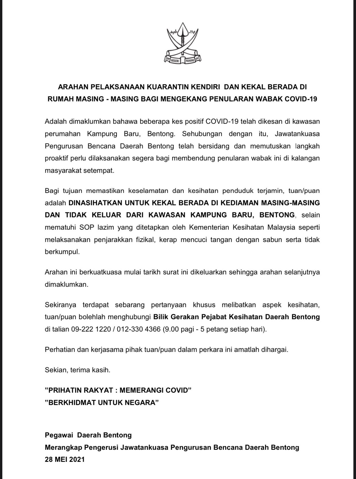 تويتر Rara على تويتر Untuk Penduduk Di Kawasan Kampung Baru Bentong Untuk Kawasan Lain Jika Boleh Mohon Tidak Keluar Ke Mana Mana Jika Tiada Urusan Kerja Atau Urusan Penting Bentongkita Https T Co Yjbzx2swx6