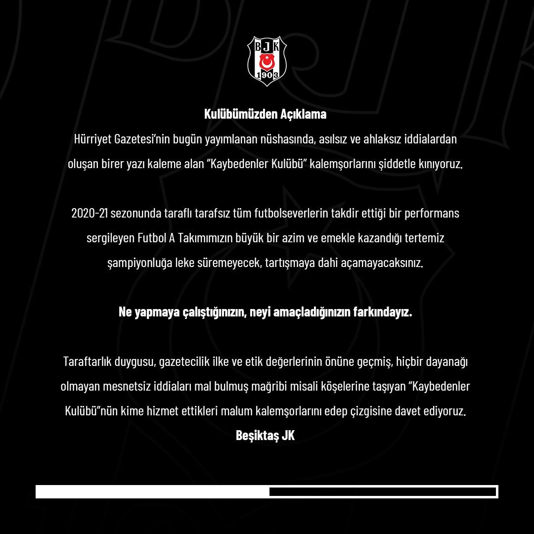 Besiktas's tweet photo. Kulübümüzden Açıklama

🔗 https://t.co/n26snTKHH8 https://t.co/20AAXyHJvT