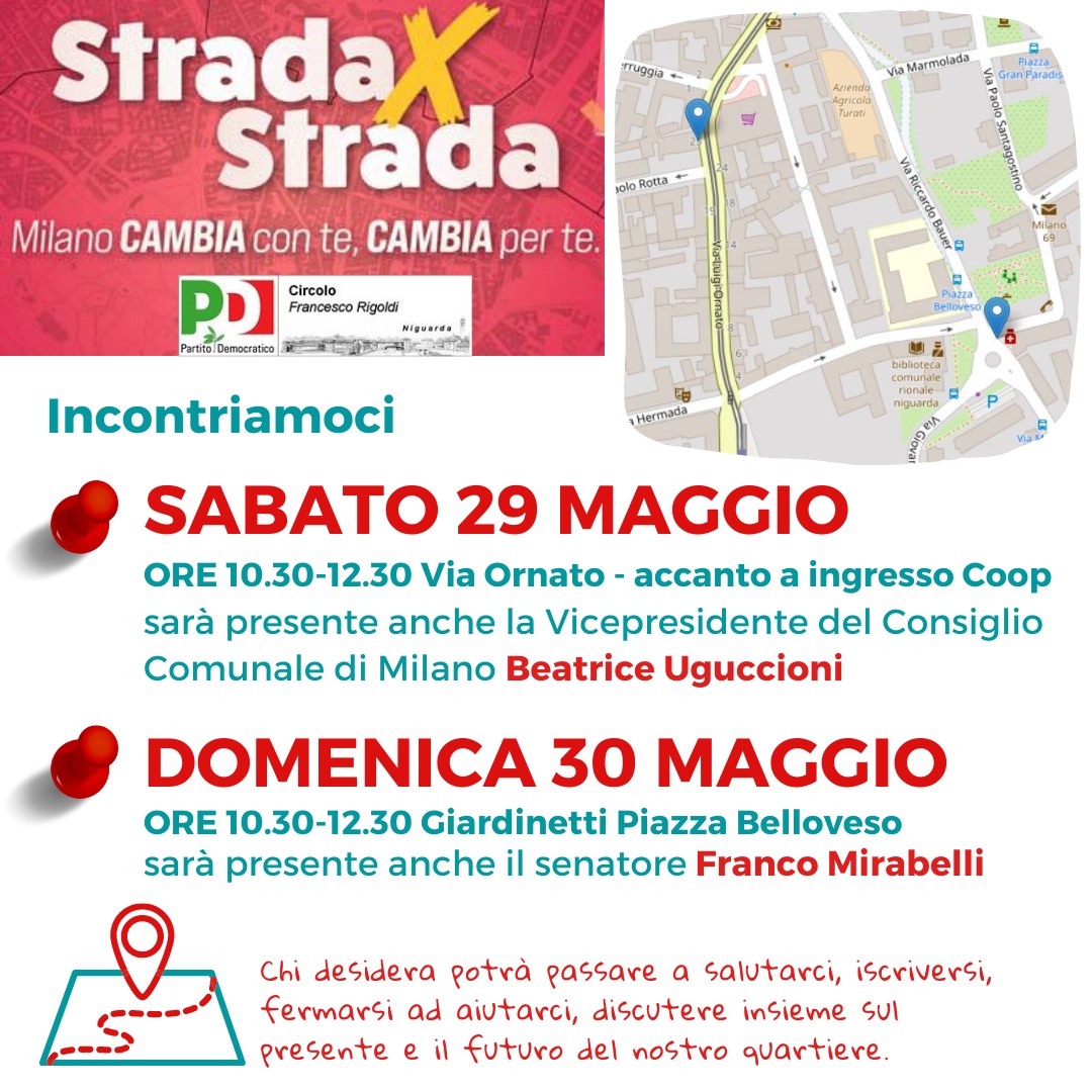 Milano9Pd's tweet photo. Ci vediamo questo weekend #StradaXStrada! Qui trovate l’elenco, la mappa dei banchetti e il racconto di questa iniziativa!
https://t.co/zztukZFond
#PD #Milano https://t.co/yruqqzBJvj
